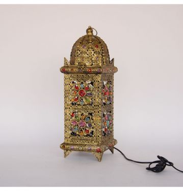 Moroccan Style Metal Electric Lantern Handmade Iron Acrylic Home Decor Modern Luxury Design Desk Lamp Light JL200041