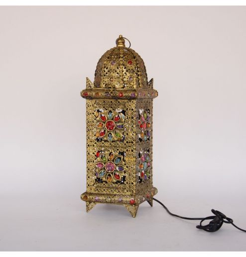 Moroccan Style Metal Electric Lantern Handmade Iron Acrylic Home Decor Modern Luxury Design Desk Lamp Light