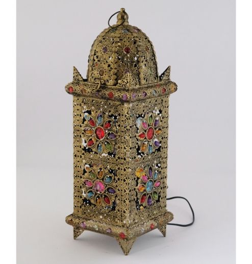 Moroccan Style Metal Electric Lantern Handmade Iron Acrylic Home Decor Modern Luxury Design Desk Lamp Light