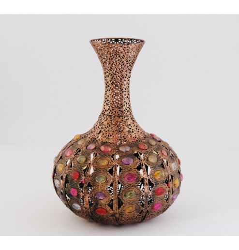 Moroccan Antique Bronze Vase Shaped Desk Lamp Metal Luxury Lantern 