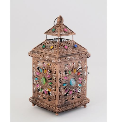 Stylish Moroccan Lantern Multi Color Metal Table Lamp Colorful Desk Lamp 