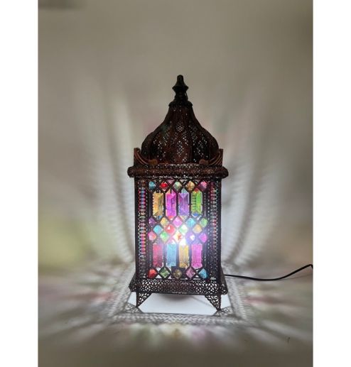 Arabic Moroccan Decorative Antique Candle Lanterns Metal Desk Lamp 