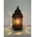 Moroccan Style Antique Carving Flower Lampshade Desk Lamp Colorful Jewelry Lamp 