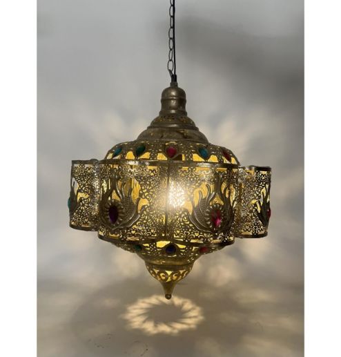Moroccan Vintage Rustic Bronze Chandelier Southeast Asian Colored Iron Pendant Lights 