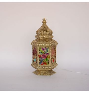 Decor Colored Handmade Antique Moroccan Lantern Iron Table Lamp Indoor Outdoor Floor Light JL200082