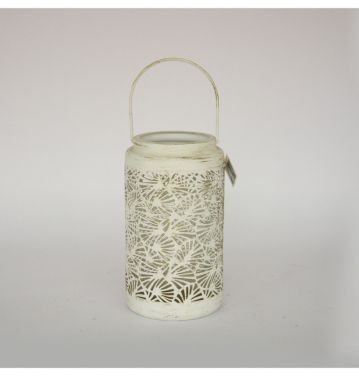Wholesale Metal Hollow Lantern Decorative Outdoor Indoor White Lantern Retro Candle Holder JL012562M