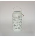 White Vintage Hanging Metal Candle Holder Candle Lantern Christmas Decor Deer Pattern