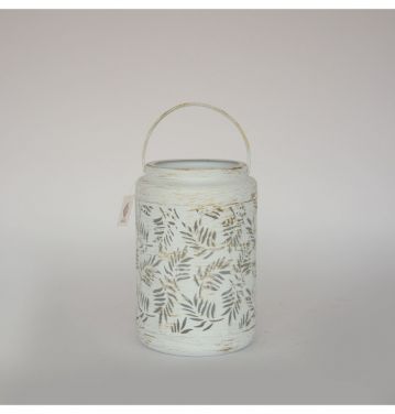 White Decoration Lantern Metal Lanterns Wedding Decoration Leaf Design Retro Candle Holder JL012810M-1