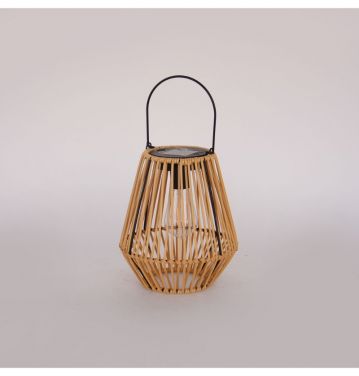 Retro Outdoor Hanging Solar Garden Light round Rattan Bamboo Lantern Balcony Decor JL230001