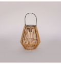 Retro Outdoor Hanging Solar Garden Light round Rattan Bamboo Lantern Balcony Decor