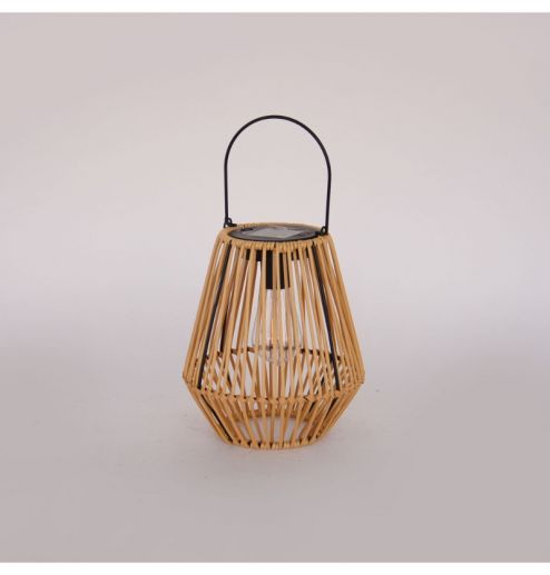 Retro Outdoor Hanging Solar Garden Light round Rattan Bamboo Lantern Balcony Decor