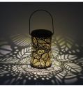 Solar LED Lantern Leaf Pattern Garden Light Metal Hollow Shadow Balcony Xmas Holiday Outdoor Lighting