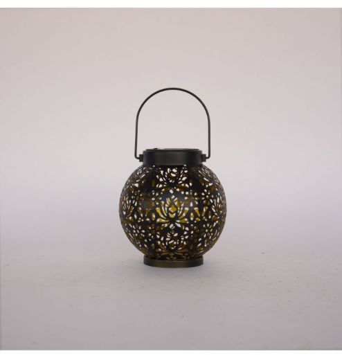 Hollowed-Out Metal Lantern Outdoor Decorative Lamp Solar Lanterns Hanging Lights Lawn Pathway Lights