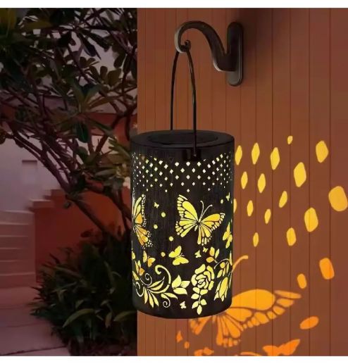 Metal Ornaments Creative Hollowed out Wind Lamp Home Decoration Small Solar LED Light
