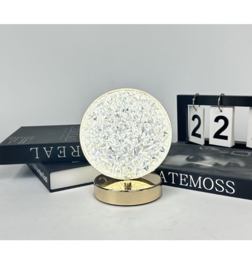 Modern Round Crystal Atmosphere Desk Light Bedroom USB Portable Rechargeable Table Lamp JL250011 ﻿