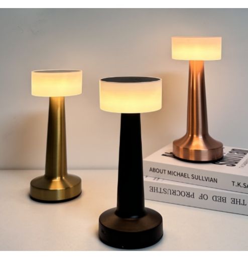 LED Rechargeable 3 Color Bar Restaurant Coffee Desktop Decorative Metal Table Lamp Touch Bedroom Bedside Night Lights ﻿ 