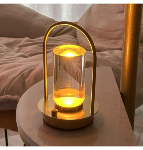 Modern Design Portable LED Atmosphere Lamp Night Light Metal Touch Dimmable Charging Bedside Bedroom Table Light