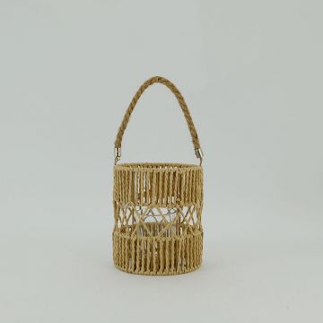 Classic Candlestick Wall-Mounted Outdoor Woven Paper Rope Lantern for home decor JL090040