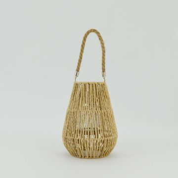 Classic Candlestick Wall-Mounted Outdoor Woven Paper Rope Lantern for home decor JL090042