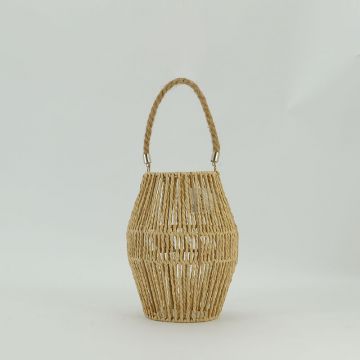 Classic Candlestick Wall-Mounted Outdoor Woven Paper Rope Lantern for home decor JL090043