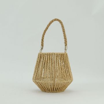 Classic Candlestick Wall-Mounted Outdoor Woven Paper Rope Lantern for home decor JL090044