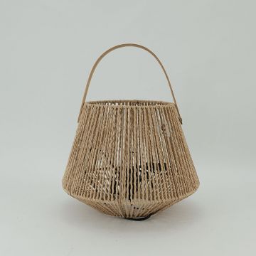 Classic Candlestick Wall-Mounted Outdoor Woven Paper Rope Lantern for home decor JL090051