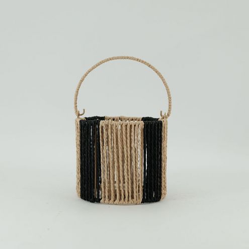Classic Candlestick Wall-Mounted Outdoor Woven Paper Rope Lantern for home decor JL090058