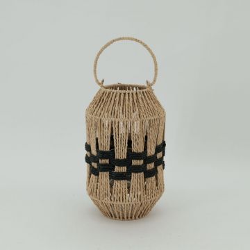 Classic Candlestick Wall-Mounted Outdoor Woven Paper Rope Lantern for home decor JL090059