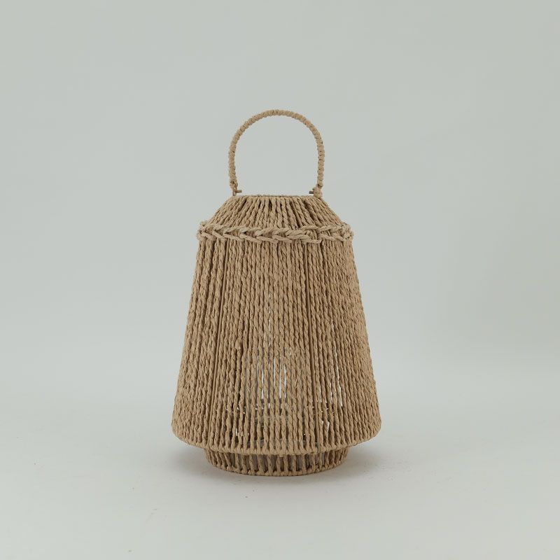 Classic Candlestick Wall-Mounted Outdoor Woven Paper Rope Lantern for home decor JL090060
