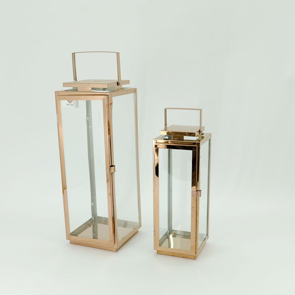 High Quality Stainless Steel Lantern Set of 3 Assorted with Clear Glass JL050039