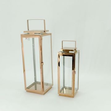 High Quality Stainless Steel Lantern Set of 3 Assorted with Clear Glass JL050039