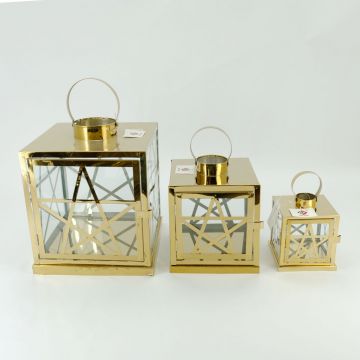 Classic Candle Holder Antique Rustic Vintage Stainless Lantern Steel Garden And Home Lantern Outdoor Gold Candle Lantern JL050076