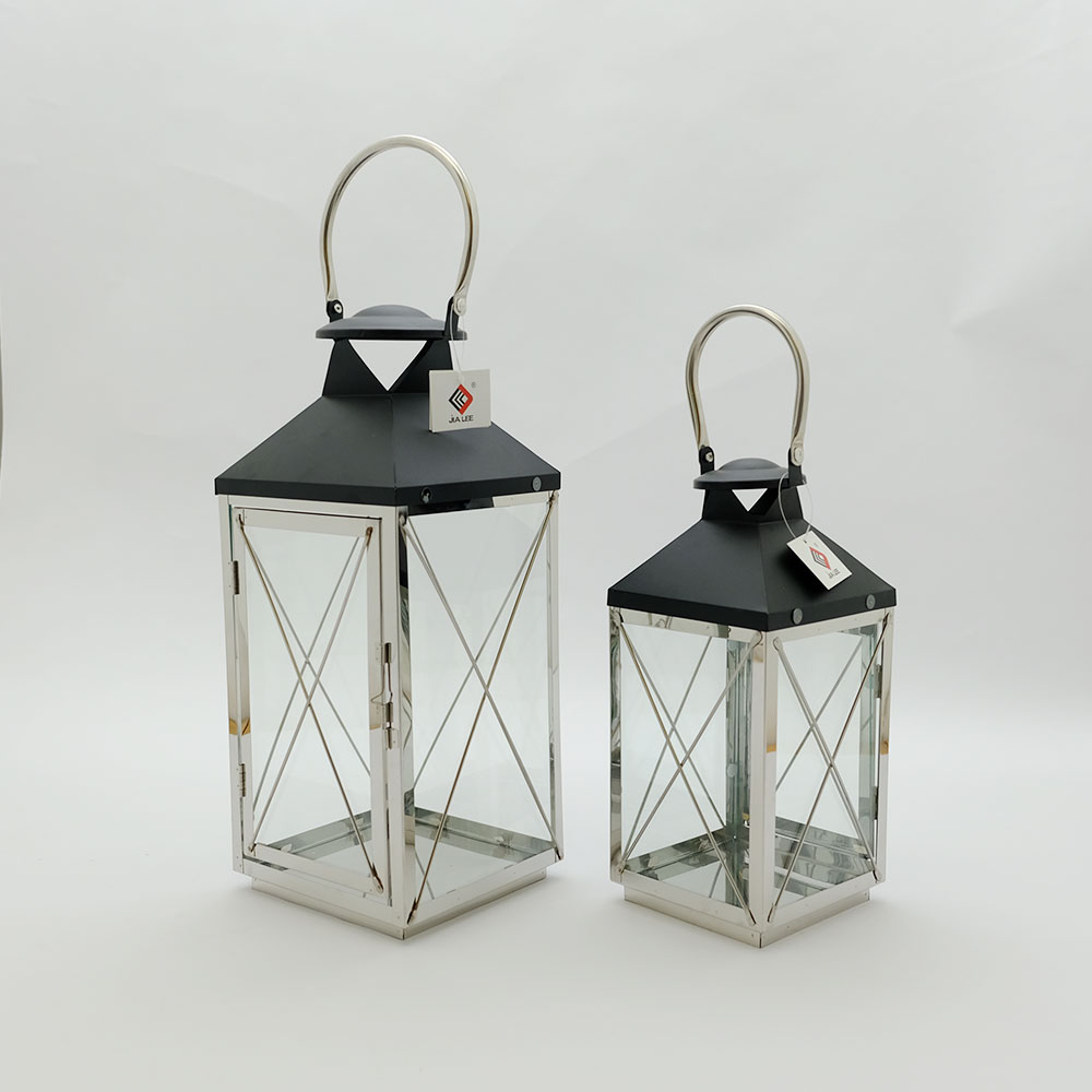 High Quality Stainless Steel Lantern Set of 2 Assorted JL050089