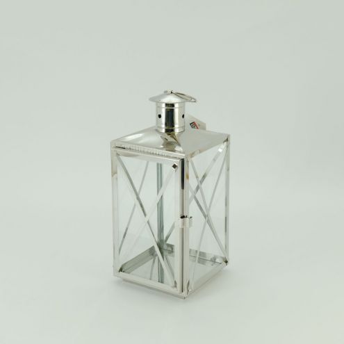 High Quality Stainless Steel Lantern Set of 2 Assorted with Clear Glass 