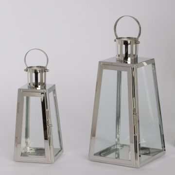 Wedding decorating metal silver stainless steel lantern glass candle holder JL070005