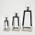 Wedding decorating metal silver stainless steel lantern glass candle holder