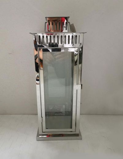 High Quality Stainless Steel Lantern Set of 2 Assorted with Clear Glass JL070008SM