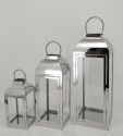 High Quality Stainless Steel Lantern Set of 2 Assorted with Clear Glass  