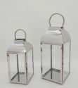 High Quality Stainless Steel Lantern Set of 2 Assorted with Clear Glass 