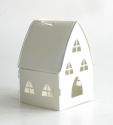 White House Design Tea Light Candle Holder Small Home Decorative Vintage Metal Lantern with Windows Pattern