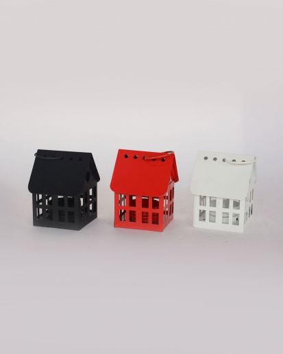 Hot Selling Perforated Metal Lantern Iron Home Decorative Christmas Modern Hut Shape Lantern