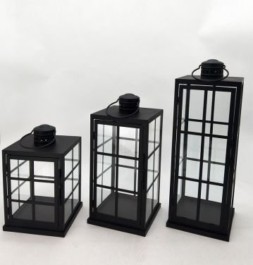 Metal Lanterns Simple European Style Iron Candle Holders with Clear Glass, For Home and Garden Decorations JL012564