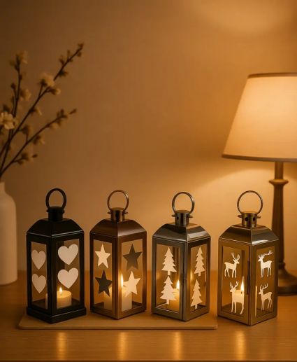Silver Decorative Lanterns Stainless Steel Candle Lanterns  for Indoor Outdoor Events Parities and Weddings Vintage Style Hanging LampsJL070001M