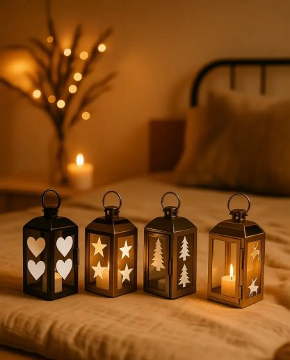 Silver Decorative Lanterns Stainless Steel Candle Lanterns  for Indoor Outdoor Events Parities and Weddings Vintage Style Hanging LampsJL070001M