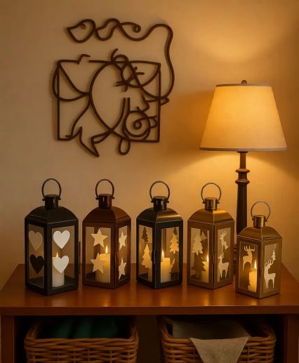 Silver Decorative Lanterns Stainless Steel Candle Lanterns  for Indoor Outdoor Events Parities and Weddings Vintage Style Hanging LampsJL070001M