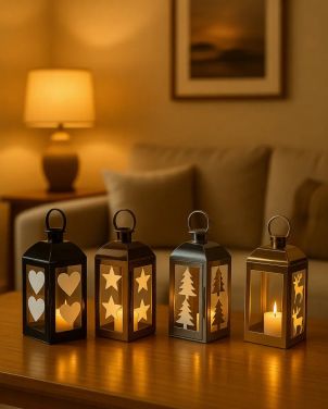 Silver Decorative Lanterns Stainless Steel Candle Lanterns  for Indoor Outdoor Events Parities and Weddings Vintage Style Hanging LampsJL070001M