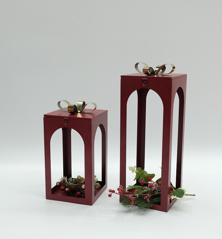 Morden metal Stainless Steel lantern New selling hot sale red wedding lantern home decoration Wholesale Christmas Lanter JL050194
