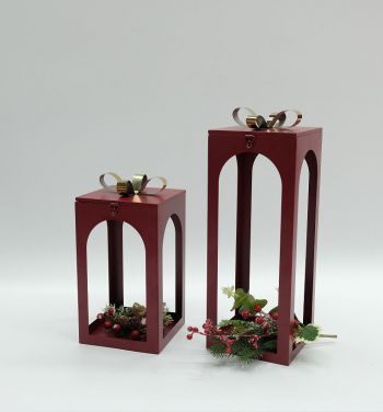 Morden metal Stainless Steel lantern New selling hot sale red wedding lantern home decoration Wholesale Christmas Lanter JL050194