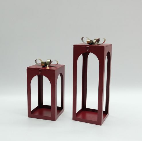 Morden metal Stainless Steel lantern New selling hot sale red wedding lantern home decoration Wholesale Christmas Lanter JL050194