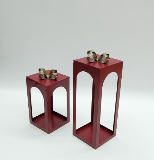 Morden metal Stainless Steel lantern New selling hot sale red wedding lantern home decoration Wholesale Christmas Lanter JL050194